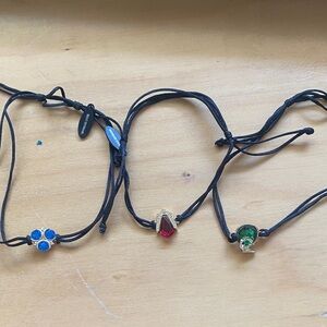 Nintendo Black Cord Bracelets with Gem Accents